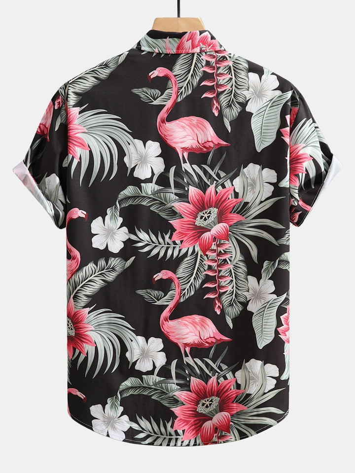 Flamingo Blumen Hemd Badeshorts Set von Heidi München – Ansicht 3